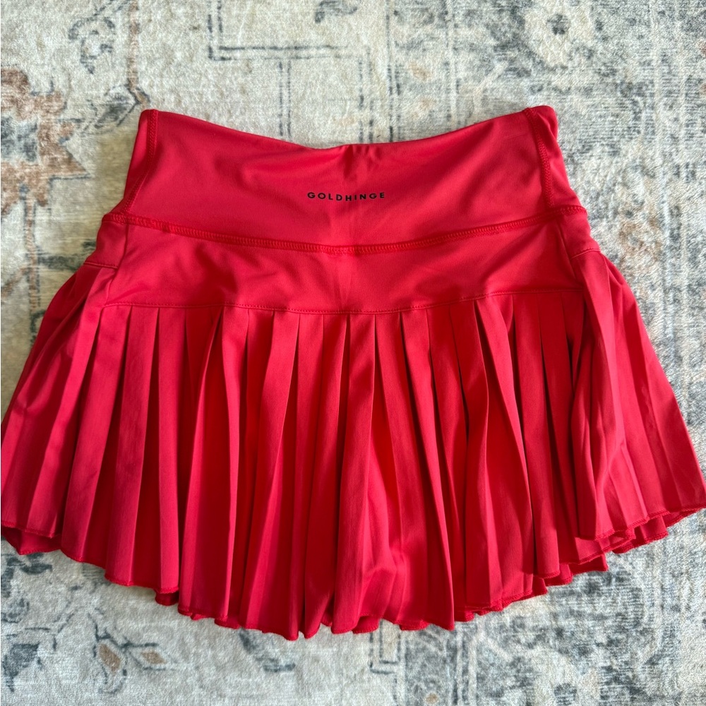 GOLDHINGE Red Pleated Women's Skirt - Picture 2 of 3